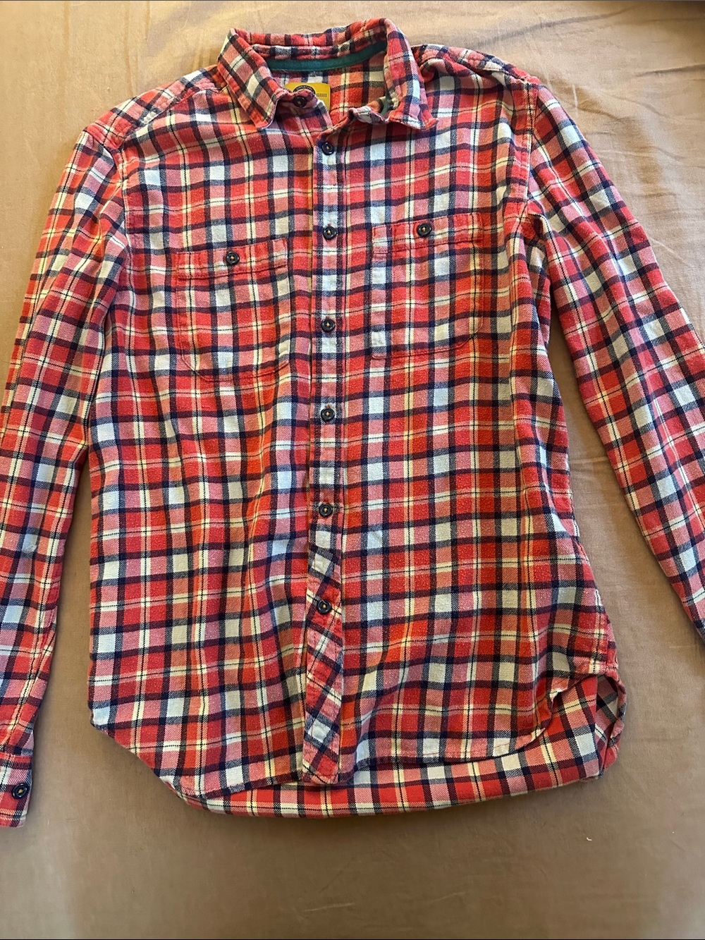 Red Plaid Button-Up Shirt